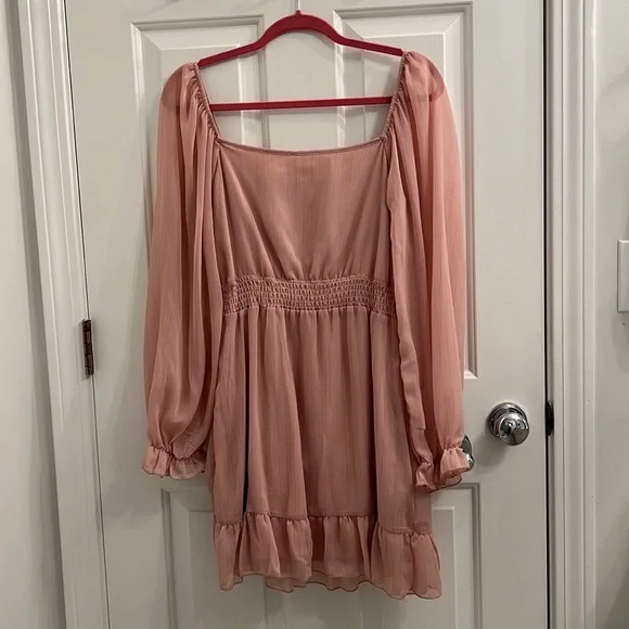 Altar'd State | Dresses | Altard State Shimmery Pink Long Sleeve Dress |  Poshmark